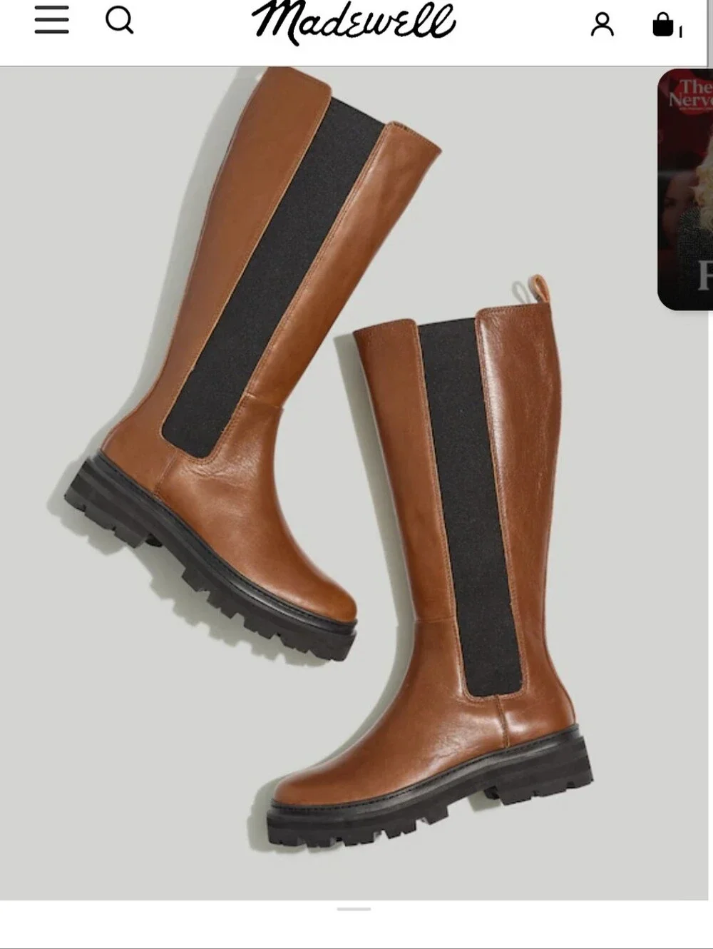 Madewell The Poppy Tall Lugsole Boots in brown leather 7.5 - Picture 9 of 9